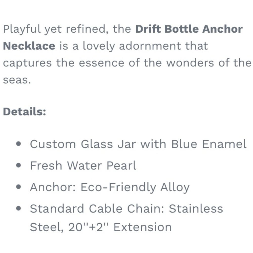 🎁 1 LEFT🏝 NEW SILVER ANCHOR PEARL DRIFT BOTTLE NECKLACE - Picture 3 of 3